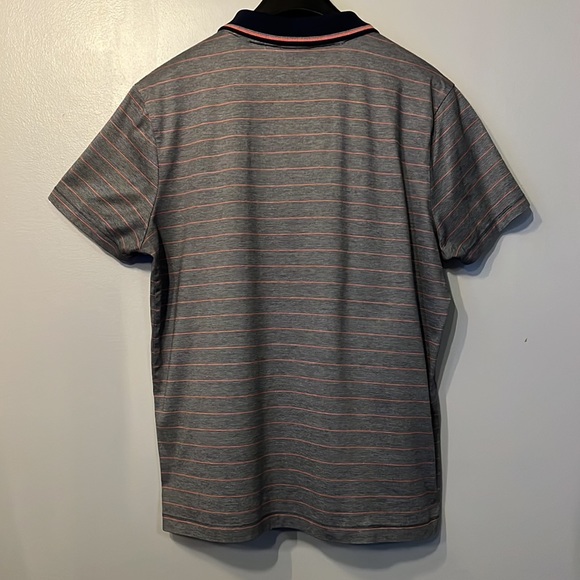 Hugo Boss Mercerized Cotton Polo Shirt; Blue w/ Red Microstripe (Men’s L) - Picture 5 of 6